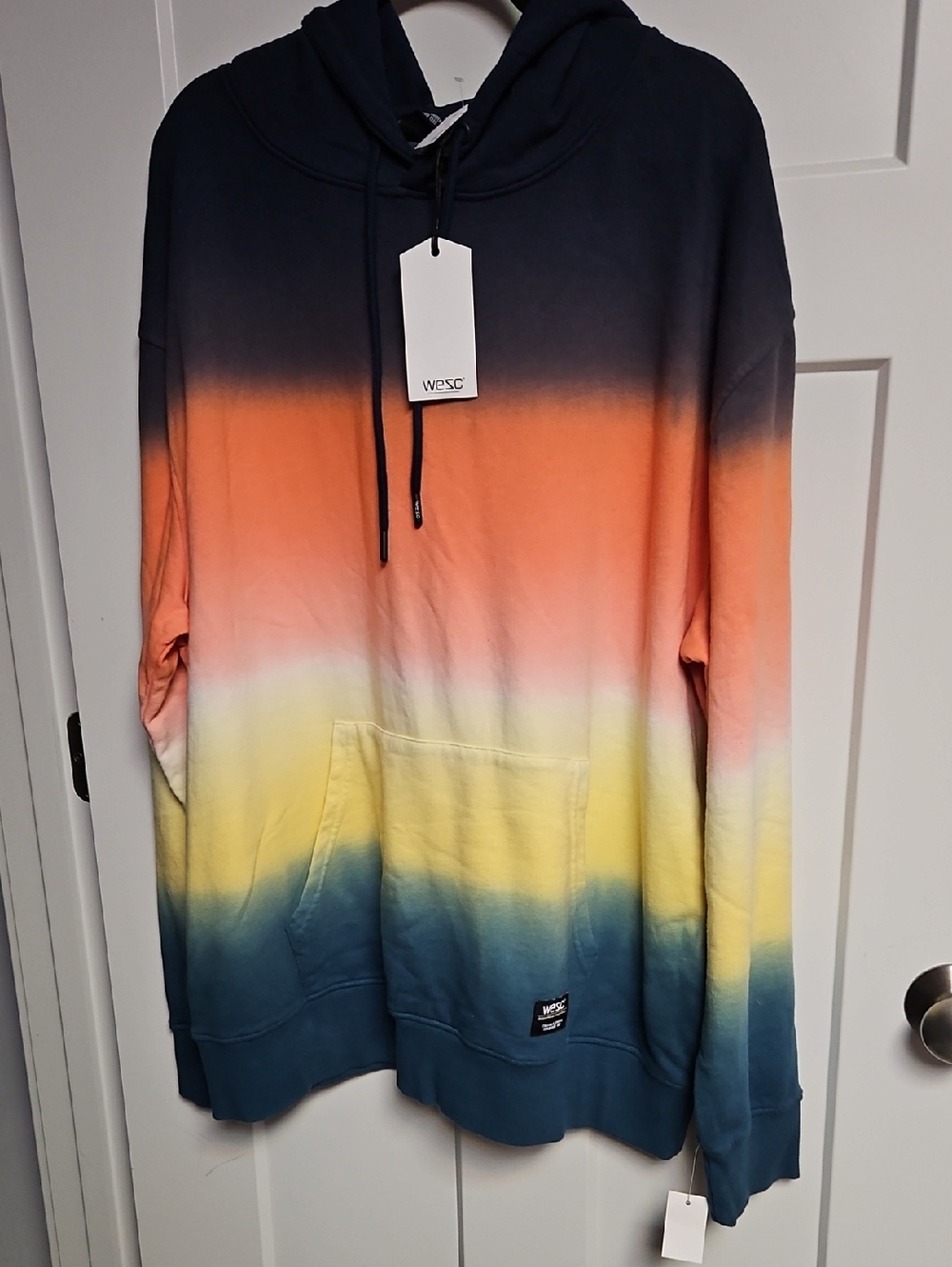 Wesc Gradient Pullover Hoodie in Navy, Coral, Yellow, Teal
